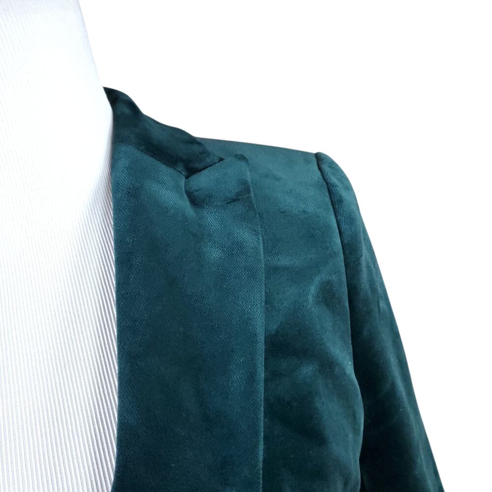 J. Crew Preppy Ivy Green Velvet Parke Blazer Jacket J8978 Peak Lapel Lined Sz 0 - Picture 4 of 16